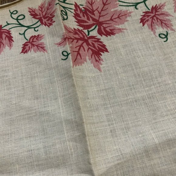 Vintage Table Runner Dresser Scarf Pink Leaves Border Rectangle - Picture 8 of 9